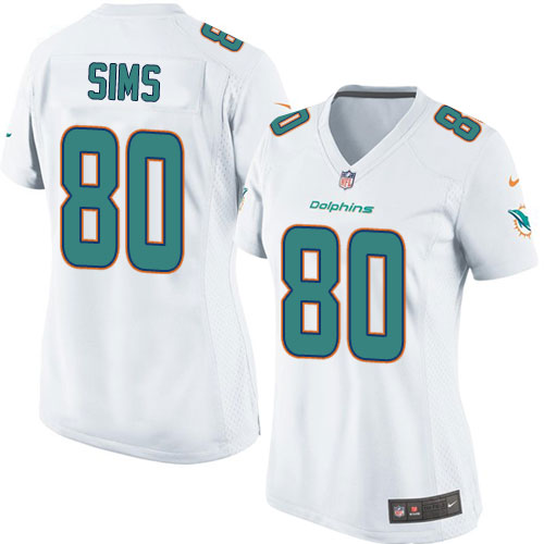 Women's Game Dion Sims Nike Jersey White Road - #80 NFL Miami Dolphins